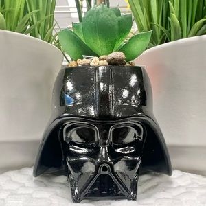Darth Vader Ceramic Vase with Faux Succulent. New!